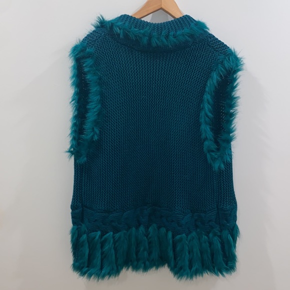 Women's Teal Ruffled Cardigan - Picture 6 of 7